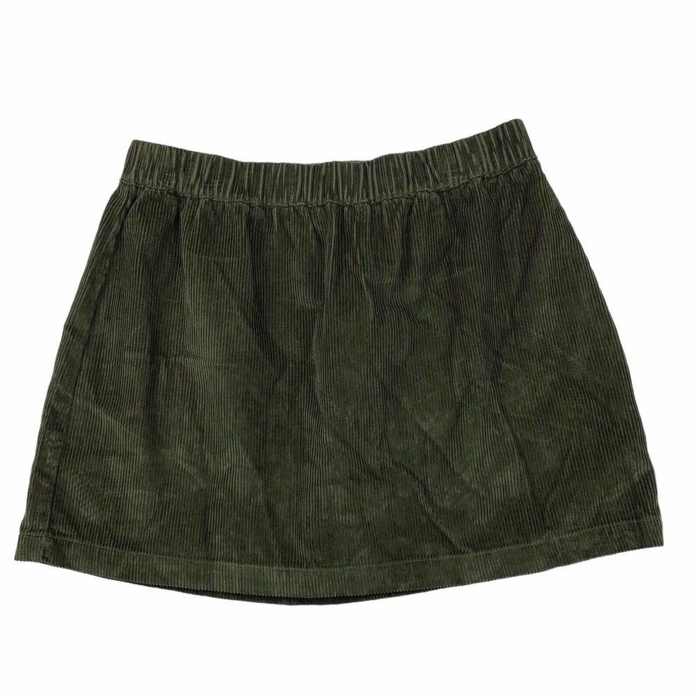 BP Mini Skirt Olive Night Green 100% Cotton Corduroy Pull On Miniskirt Women's M
